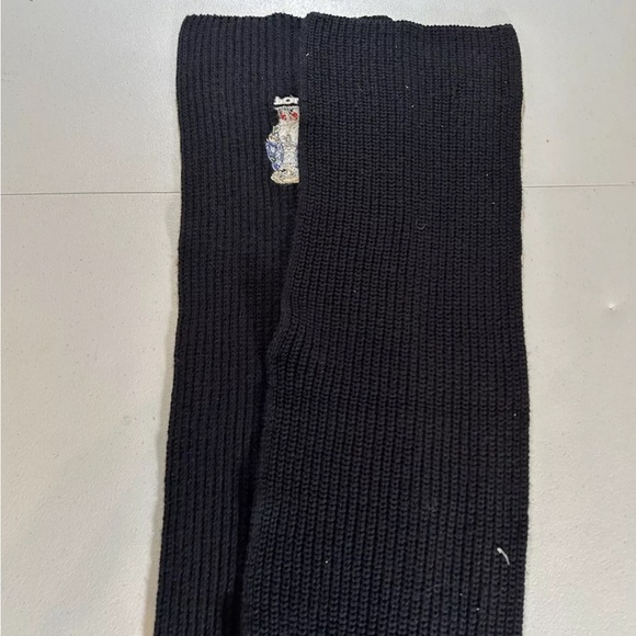 New Polo Ralph Lauren Knit Scarf Black Bear Muffler Wool Blend 9 X 72 Mens - Picture 3 of 8